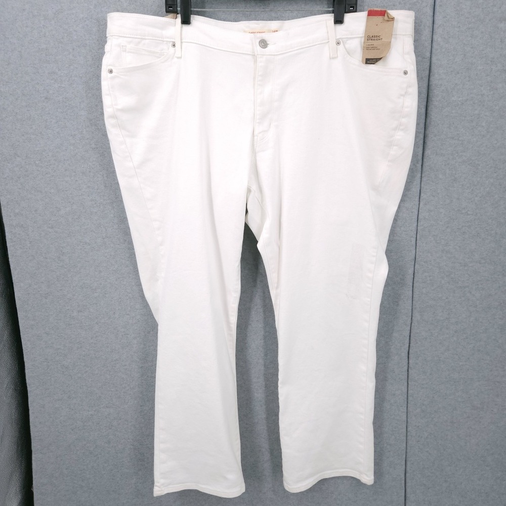 Levis Classic Straight Leg White Mid Rise‎ Jeans Womens Plus Size 24 W